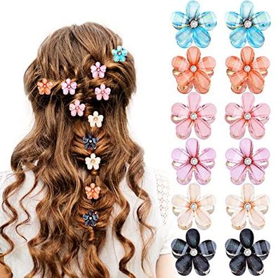 12er-Set Mini Blumen Haarklammern - Kleine Haarspangen für Damen & Mädchen