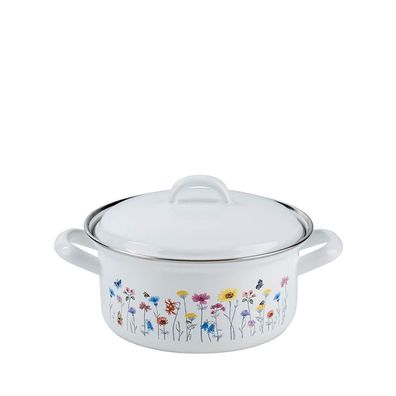 Riess Country Casserole avec couvercle Flora Ø16cm émail