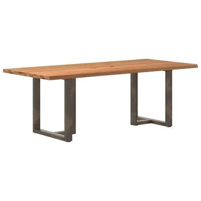 vidaXL Esstisch mit Baumkanten 220x100x74 cm Massivholz Eiche Rechteck