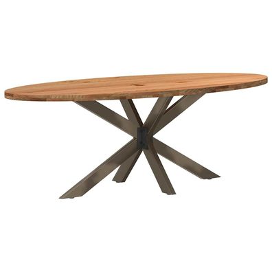 vidaXL Esstisch Hellbraun 220x100x74 cm Massivholz Eiche Oval