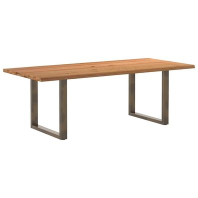 vidaXL Esstisch mit Baumkanten 220x100x74 cm Massivholz Eiche Rechteck
