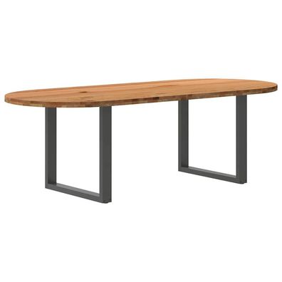 vidaXL Esstisch Hellbraun 240x100x74 cm Massivholz Eiche Oval