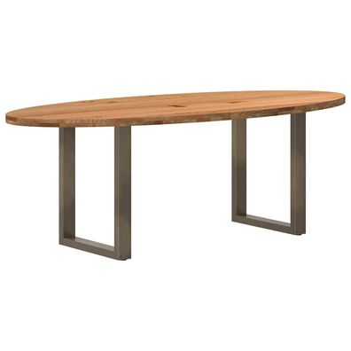 vidaXL Esstisch Hellbraun 220x100x74 cm Massivholz Eiche Oval