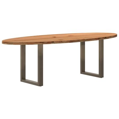 vidaXL Esstisch Hellbraun 240x100x74 cm Massivholz Eiche Oval