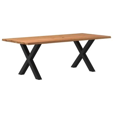 vidaXL Esstisch mit Baumkanten 220x100x74 cm Massivholz Eiche Rechteck