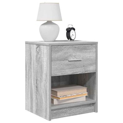 vidaXL Nachttische 2 Stk. mit Schublade Grau Sonoma 40x34x50 cm