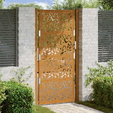 vidaXL Gartentor 105x205 cm Wetterfester Stahl Blatt-Design