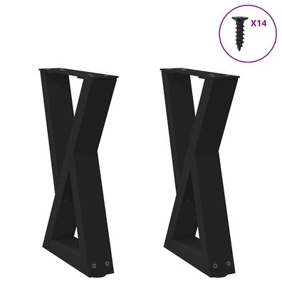 vidaXL Couchtischbeine 2 Stk. Schwarz 38x(42-43,3) cm Stahl
