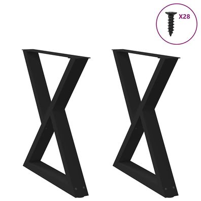 vidaXL Esstischbeine 2 Stück Schwarz 80x(72-73,3) cm Stahl