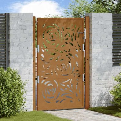 vidaXL Gartentor 105x155 cm Wetterfester Stahl Flammen-Design