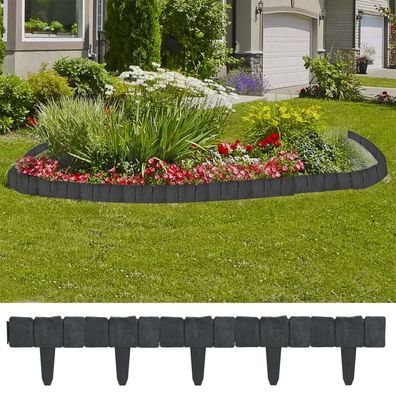 vidaXL Beeteinfassung 41 Stk. Kunststoff Stein-Optik 10 m