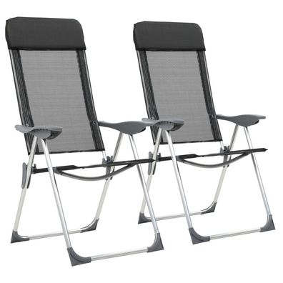 vidaXL Klappbare Campingstühle 2 Stk. Aluminium Schwarz