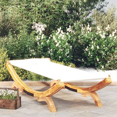 vidaXL Sonnenliege 100x188,5x44 cm Bugholz Massiv Creme