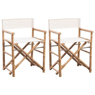 vidaXL Klappbarer Regiestuhl 2 Stk. Bambus und Canvas