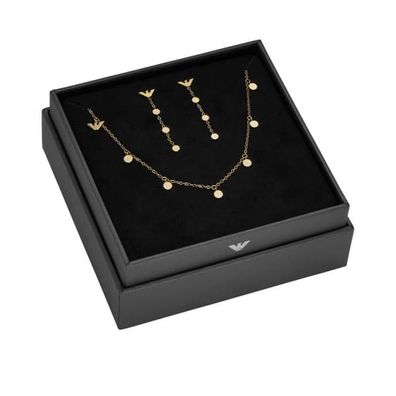 Emporio Armani EGS3064SET Holiday Set, Halskette, Ohrhänger, Edelstahl gelbgold
