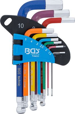 BGS-74451 | Winkelschlüssel-Satz | Multicolour | kurz | Innensechskant, Innensechs