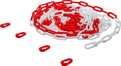 BGS-80816 | Absperrkette, rot / weiß, 4 Karabiner, Kunststoff, 7,5 m