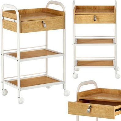 Schönheitshelfer K-73 Schrankwagen mit Rädern 3 Regalen und Schublade für Salon