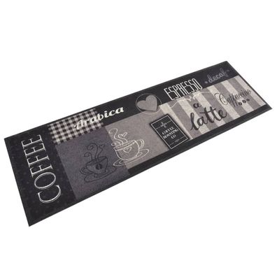 vidaXL Küchenteppich Waschbar Coffee Schwarz 60x180 cm Samt
