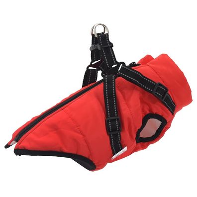 vidaXL Hundemantel mit Geschirr Wasserdicht Reflektierend Rot L40