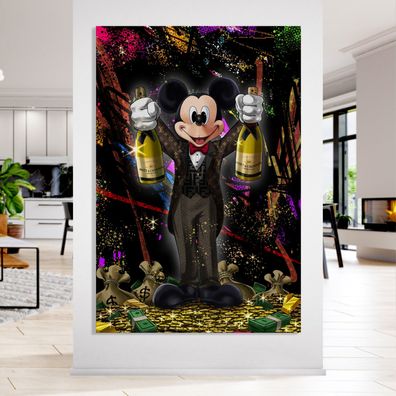 Micky Maus Reich, Luxusmodemarke Champagne, POP ART Kunst Poster, Leinwand, Acrylglas