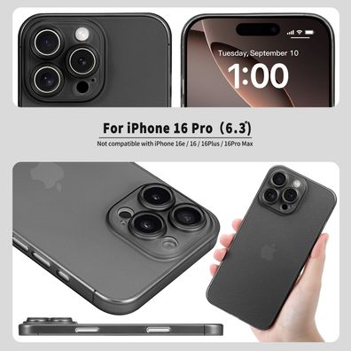 doupi Ultra Slim Case iPhone 16 Pro Fein Matt Clear Schutz Hülle Dünn Skin Etui Cover