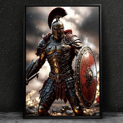 Gladiator Krieger Rüstung Wandbild Kunst Leinwand, Acrylglas oder Poster Deko v1