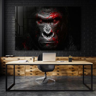 Wütender Gorilla Tier, Wandbild Kunst Leinwand, Acrylglas oder Poster Deko
