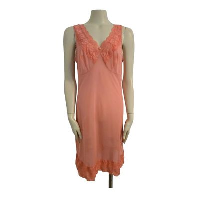 Vintage Damen Nachtkleid 36 Nachtwäsche Pyjama Spitze Romantisch Elegant Peach S M