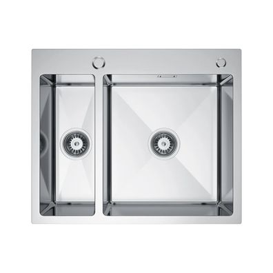 Edelstahlspüle Küchenspüle 1,5K AIDA inox silver mit Siphon und Spender AIDA 61x51cm