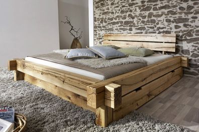 Balkenbett "Daniel" mit Schubkasten 160x200cm BE-0405