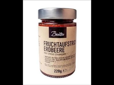 Biosüße 3x BioSüße Bio-Fruchtaufstrich zuckerfrei Erdbeere 220g Glas 220g