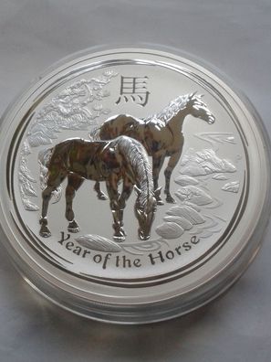 Original 30$ 2014 Australien Lunar Pferd 1kg Silber 999er Silber in Münzdose