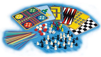Simba Games & More 6015368 - Spiele in Metallbox Spielsammlung Gesellschaftsspiele