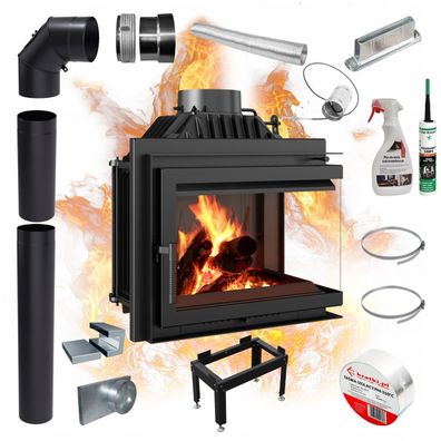 Luftkamineinsatz KRATKI SIMPLE 8 kW Ø200 Einlass rechts Zubehör