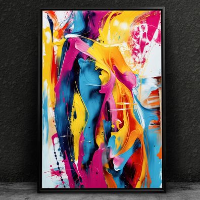 Abstrakte Kunst - Bunte EROTIK FRAU, Wandbild Leinwand, Acrylglas oder Poster Deko y8