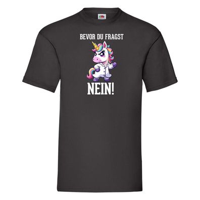 Bevor du fragst Nein | Einhorn | Wütendes Einhorn v2 T-Shirt Schwarz