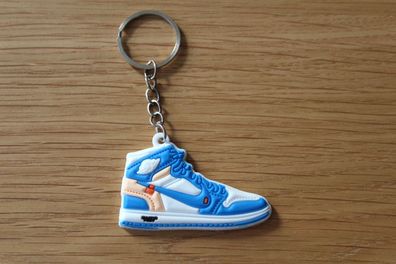 AJ1 OW UNC Schlüsselanhänger Silikon Sneaker Mini 3D, 2D Keychain