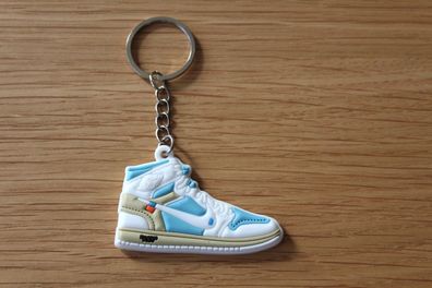 AJ1 OW UNC White Schlüsselanhänger Silikon Mini Sneaker 3D, 2D Keychain
