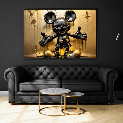 Goldene Micky Maus, Luxus Wandbild Kunst, Leinwand, Acrylglas oder Poster Art Bild