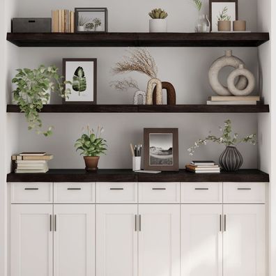 vidaXL Wandregal Dunkelbraun 180x60x(2-6)cm Massivholz Eiche Behandelt