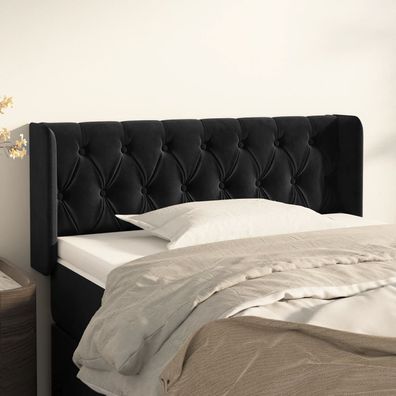 vidaXL Kopfteil mit Ohren Schwarz 93x16x78/88 cm Samt