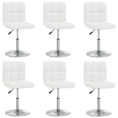 vidaXL Esszimmerstühle 6 Stk. Weiß Kunstleder
