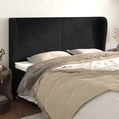 vidaXL Kopfteil mit Ohren Schwarz 183x23x118/128 cm Samt