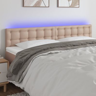 vidaXL LED Kopfteil Cappuccino-Braun 200x5x78/88 cm Kunstleder