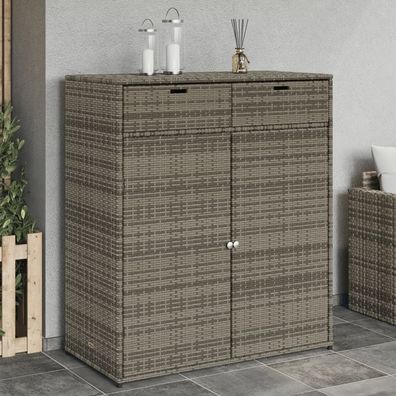 vidaXL Gartenschrank Grau 105x55x113 cm Poly Rattan