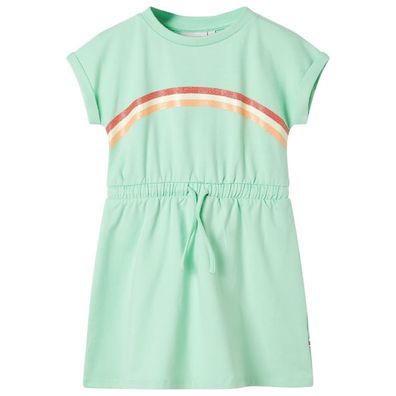 Kinderkleid mit Kordelzug Knallgrün 140