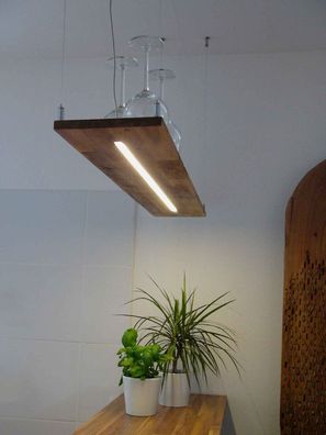 Hängelampe Holz Akazie LED Designerleuchte 120 cm