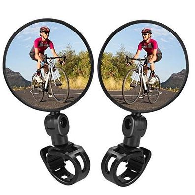 Fahrrad Rückspiegel 360° Drehbar - Leicht & Robust, Konvexspiegel mit Gummiband