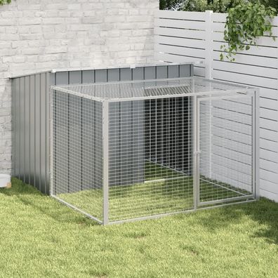 vidaXL Hundehütte mit Auslauf Anthrazit 153x194x110cm Verzinkter Stahl
